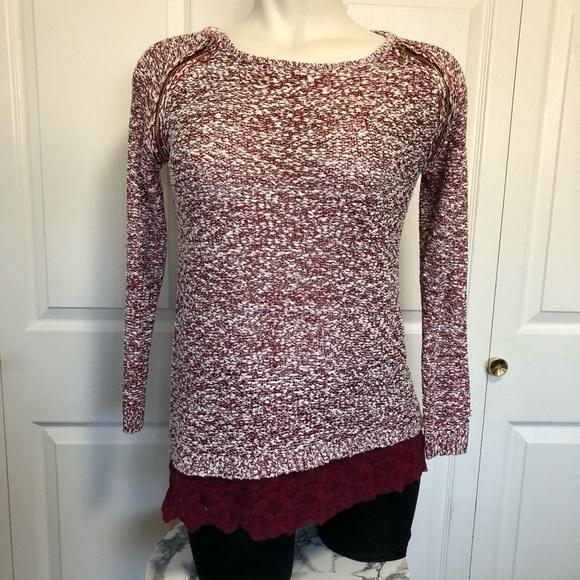 NWT miracle openback sparkle sweater lace trim M/L - Picture 1 of 3